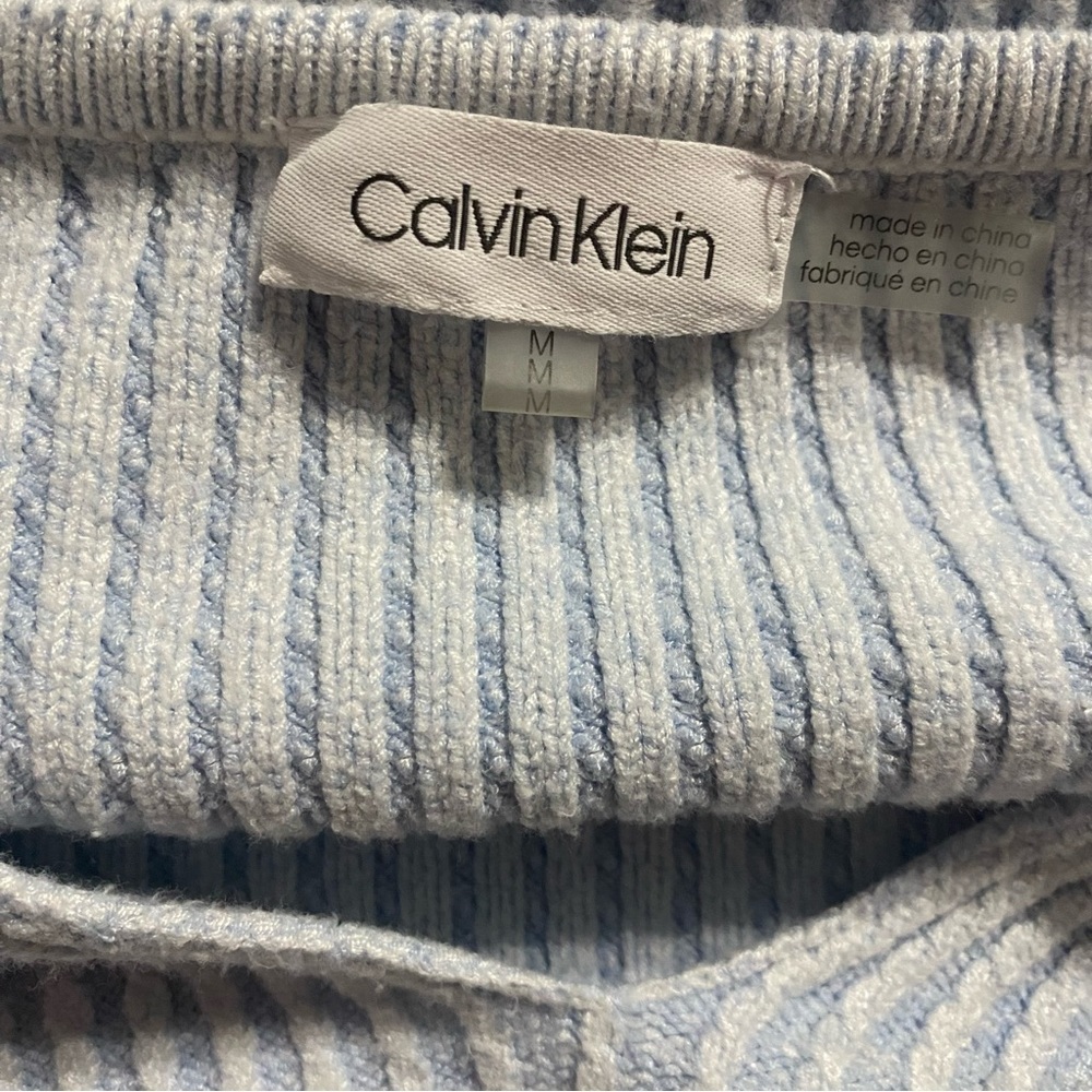 Calvin Klein Blue Ribbed Soft Neck Pullover Sweater - Picture 4 of 4